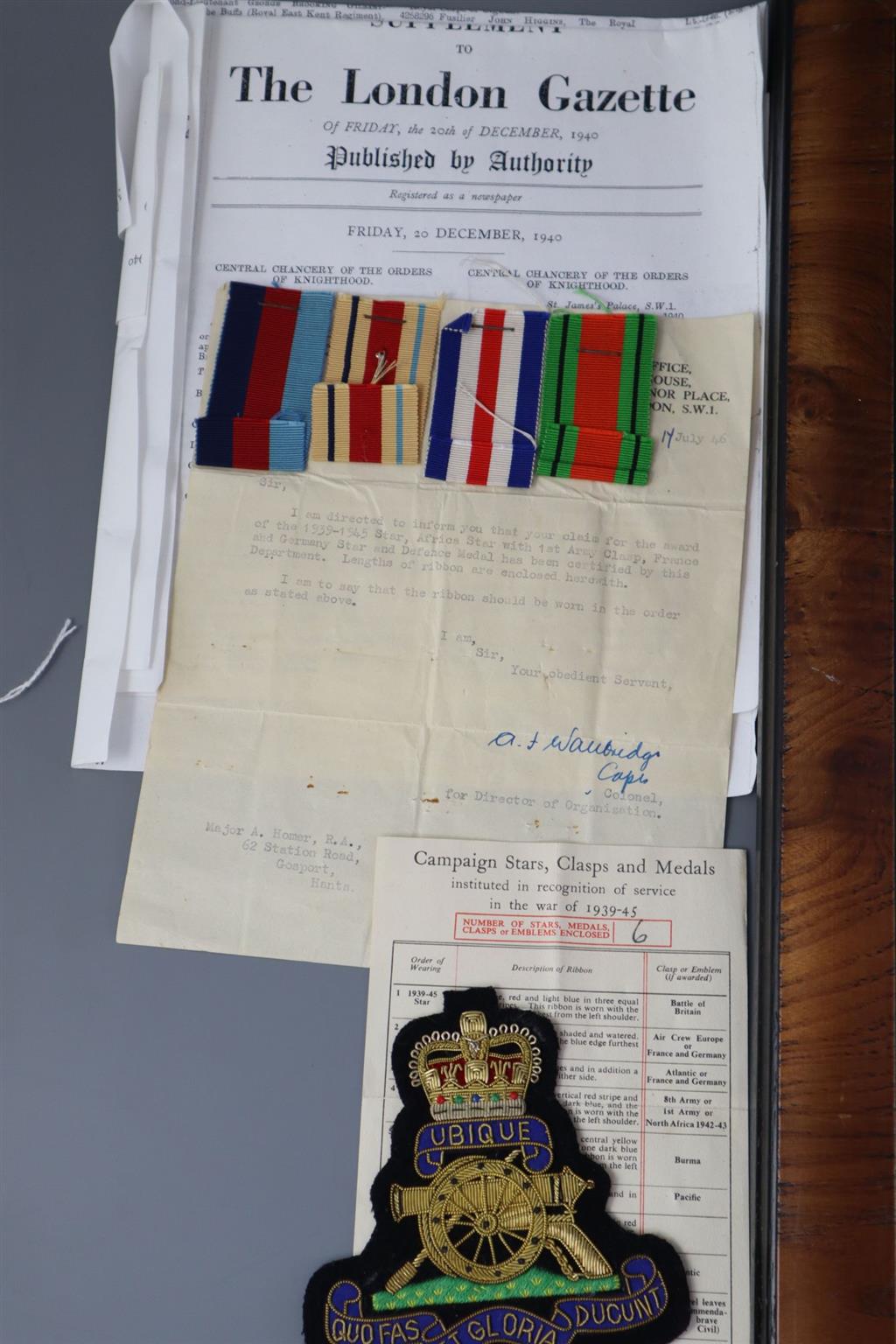 A WWII group of medals to Captain A. Homer, Royal Artillery,